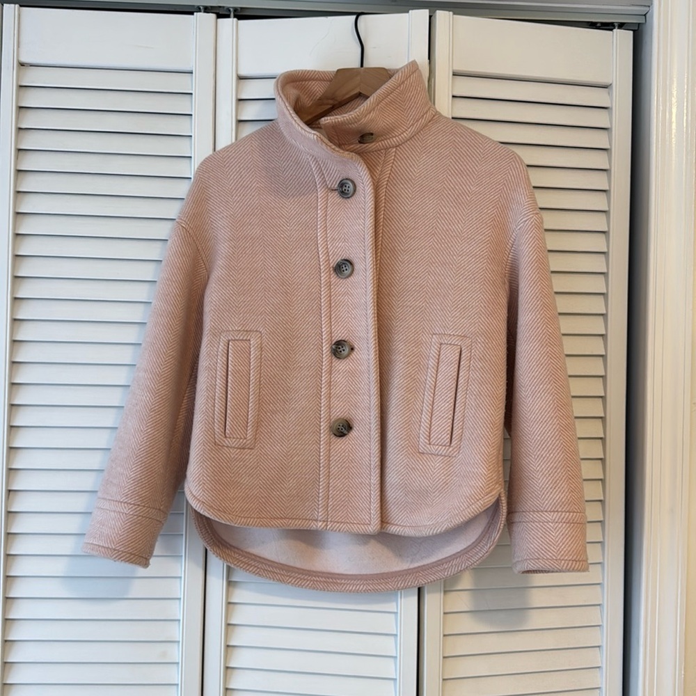 Ann Taylor pink herringbone wool coat